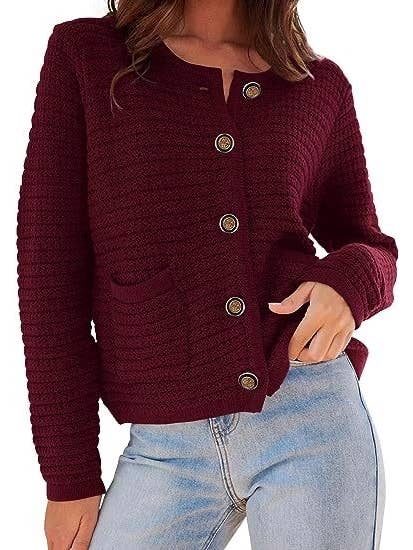 Miss Sparkling - Wholesale Cardigan - Women's - Textured button front cardigan