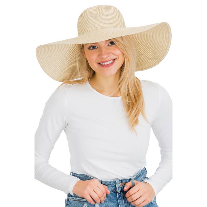 Cap Zone - Venta al por mayor Sombrero de paja - Mujer - Sombrero de sol de paja con tejido apretado, color sólido y ala ancha flexible3