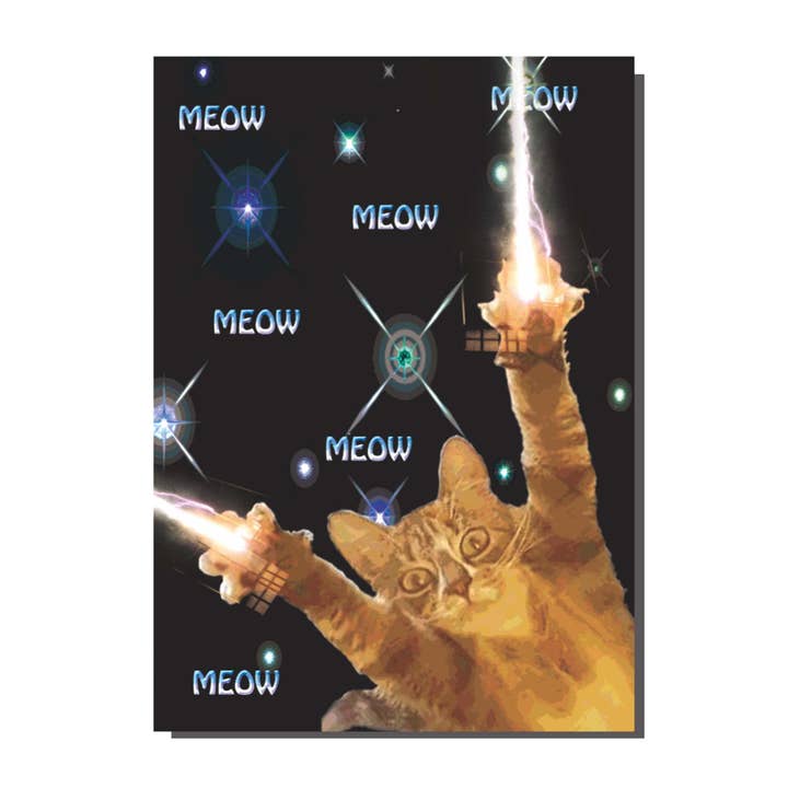 Bite Your Granny – wholesale Everyday greeting card – TP026 Zap Meow Zap Space Kitty Card (pack of 6)