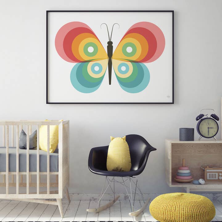 Showler and Showler - Wholesale Art Print - Rainbow Striped Butterfly Art Print2