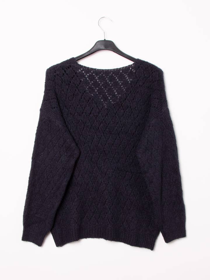 Pépouz' Paris - Wholesale Knit Sweater - Women's - Mohair openwork sweater with diamond pattern PP250524