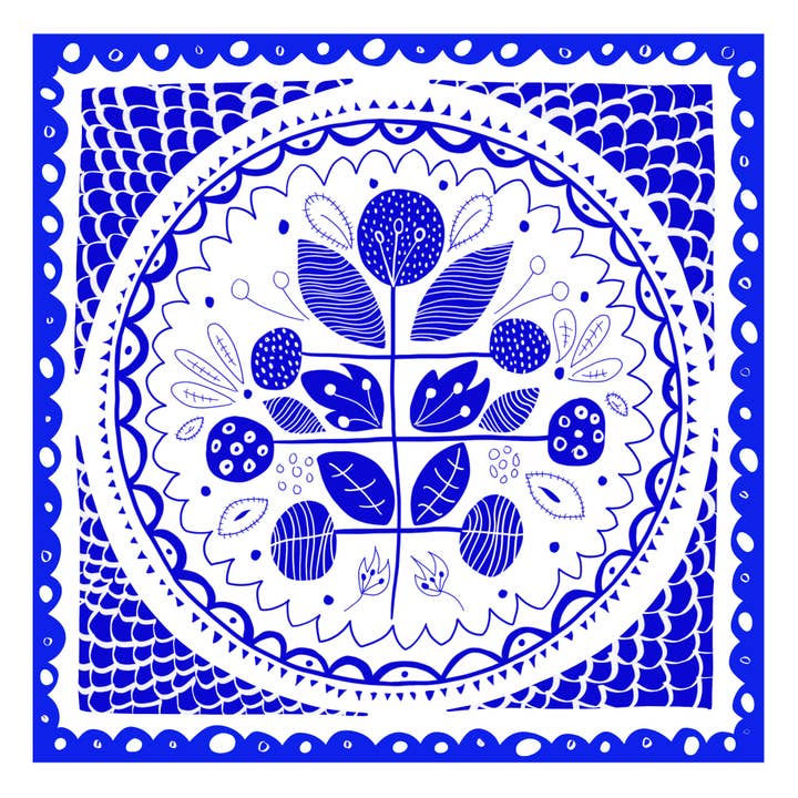 Tree of Life (blue) - Illustrated Greetings Card for wholesale by Hello Magpie
