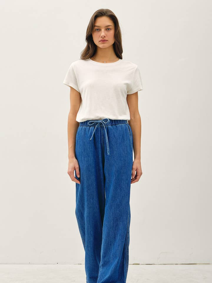 Be Cool - Wholesale Pants - Women's - DENIM LOOK WIDE LEG PANTS