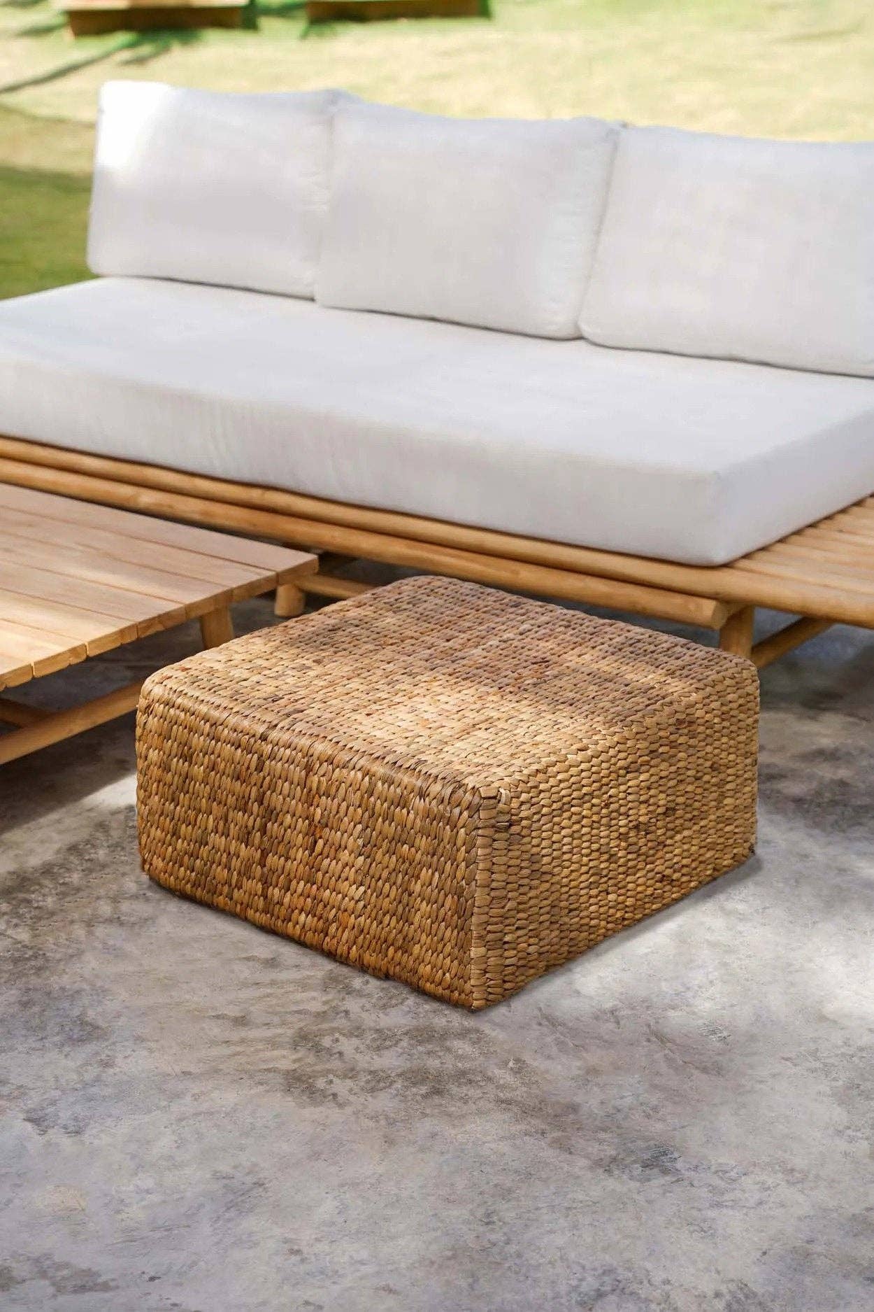 Bazar Bizar Living - Wholesale Pouf - The Hyacinth Pouffe Square - Natural - M4