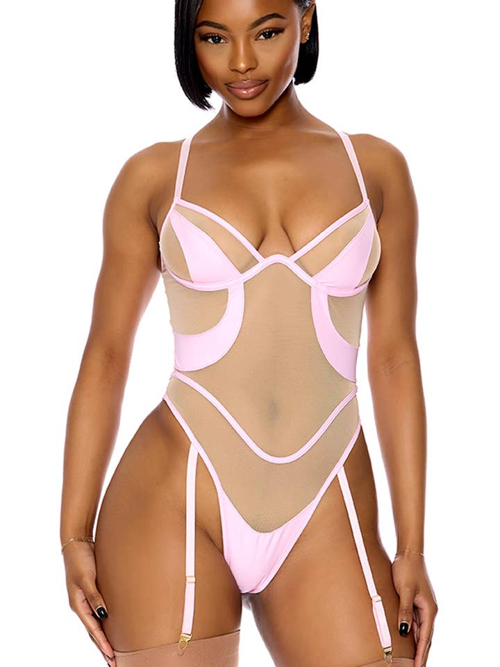 Catch My Wave Mesh Teddy Set - Orchid for wholesale on Faire