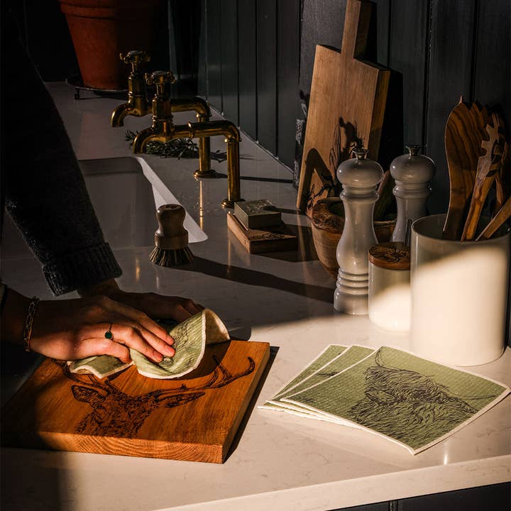 4 Swedish Dishcloths - Farm Animals for wholesale by Selbrae House Ltd