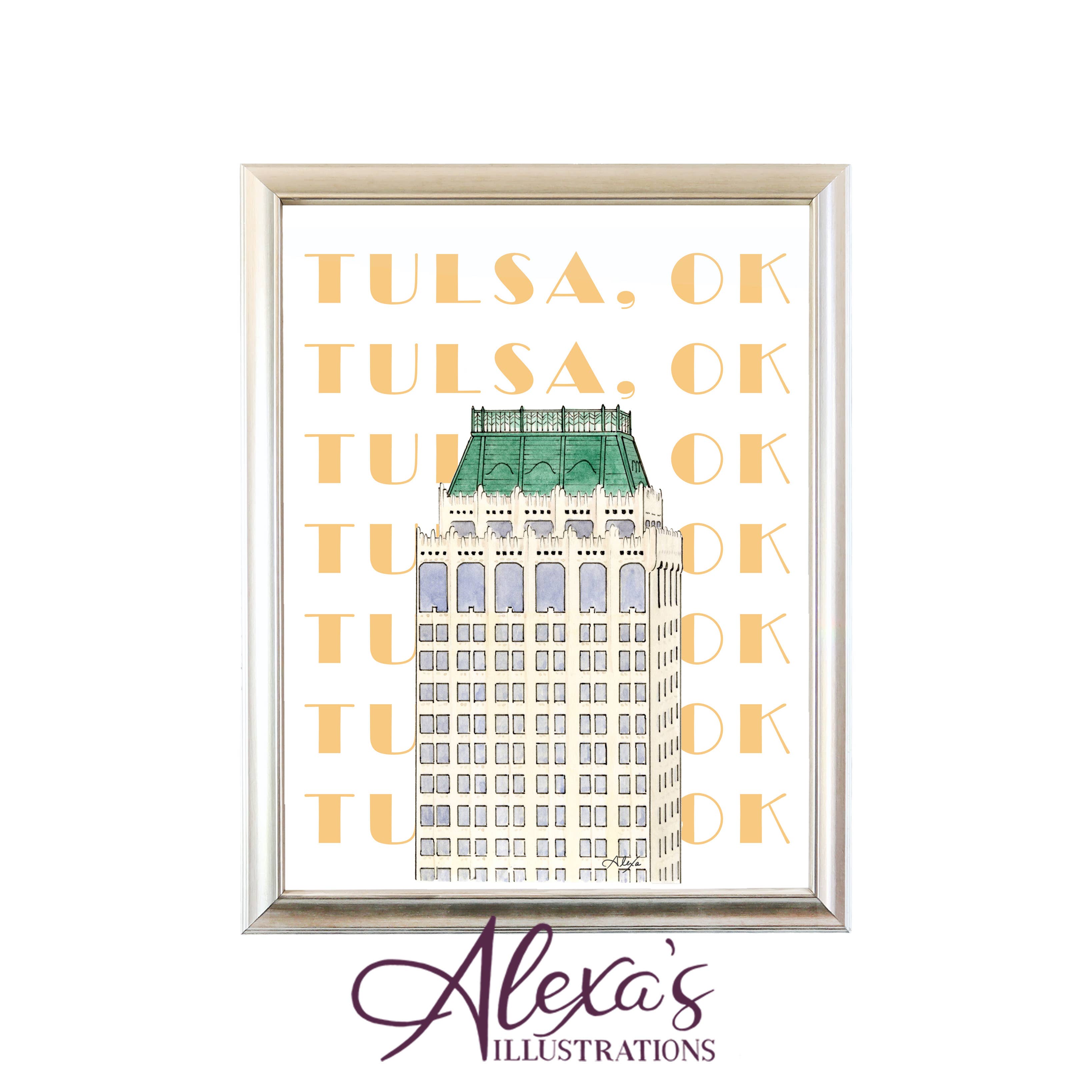 Alexa's Illustrations - Wholesale Art Print - Tulsa, Oklahoma Skyscraper Prints0
