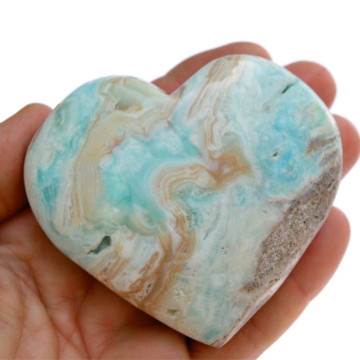 Kaia & Crystals – Engroshandel Spirituelle sten og krystaller – Blå Aragonit Hjerte (50mm - 85mm)