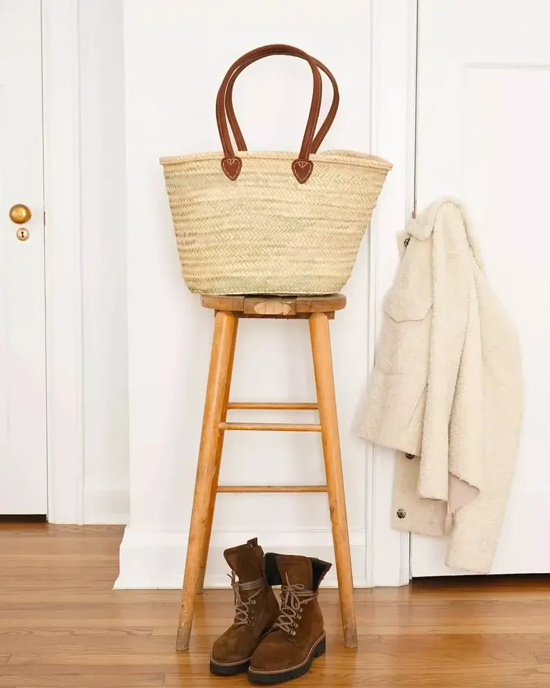 HandmadeBestSeller - Wholesale Beach Bag - STRAW BAG Handmade with leather, French Market Basket3