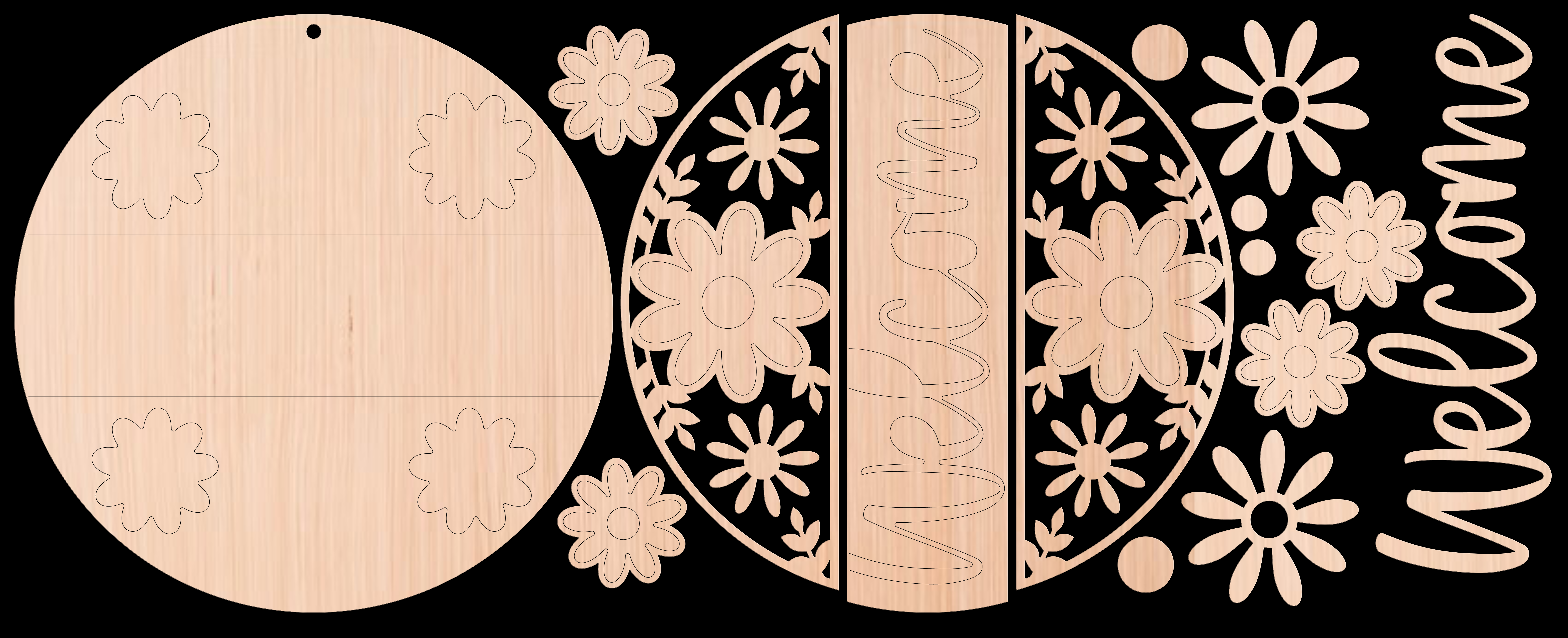 Kate's Blanks - Wholesale Door Hanger - Spring- Welcome Flower Pattern Door Hanger DIY | Paint Kit1