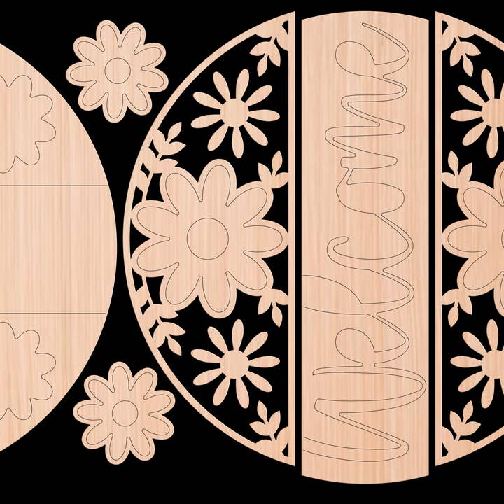 Kate's Blanks - Wholesale Door Hanger - Spring- Welcome Flower Pattern Door Hanger DIY | Paint Kit1