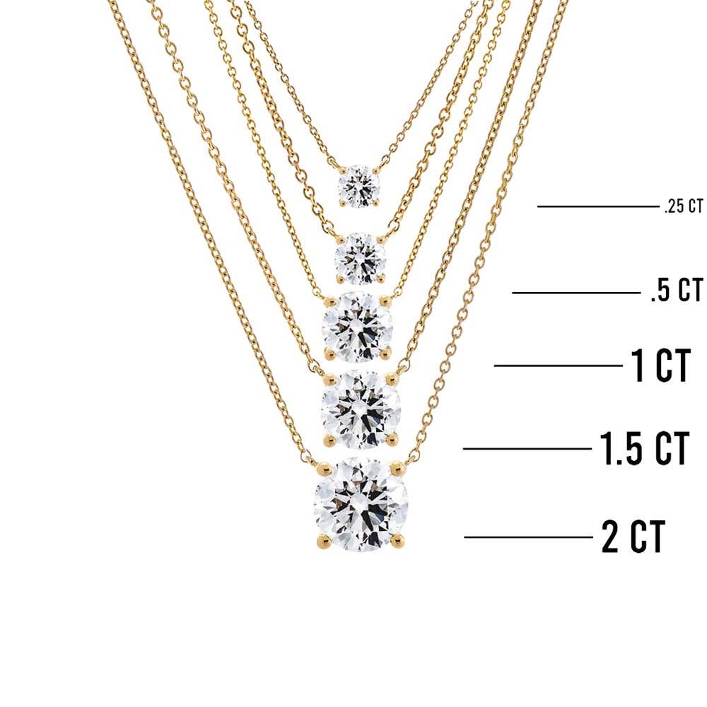 By Adina Eden - Wholesale Pendant/Charm Necklace - Lab Grown Diamond Round Solitaire Necklace 14K2