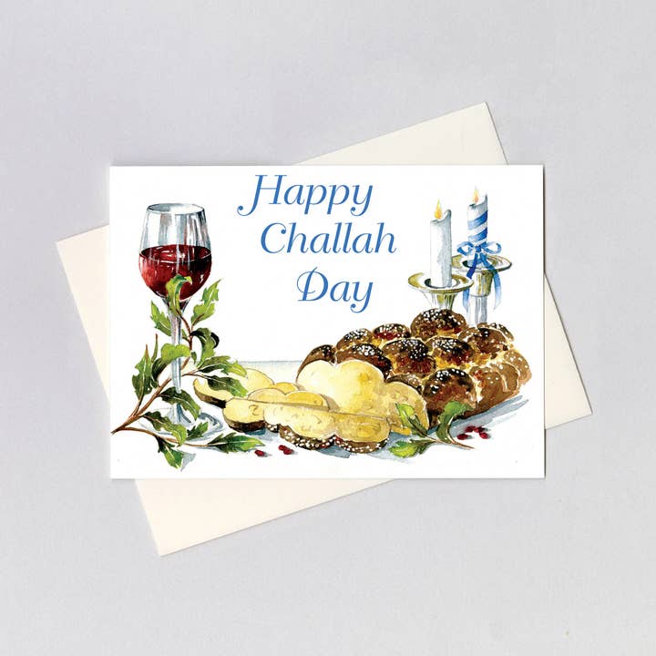 Challah & Wine - Jewish Card for wholesale by Laughing Elephant