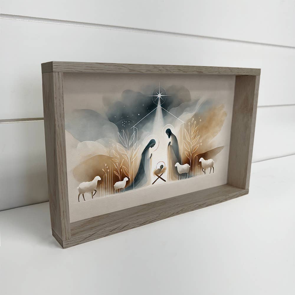 Hangout Home - Wholesale Art Print - Modern Boho Beige Gray Christmas Nativity - Nativity Canvas0