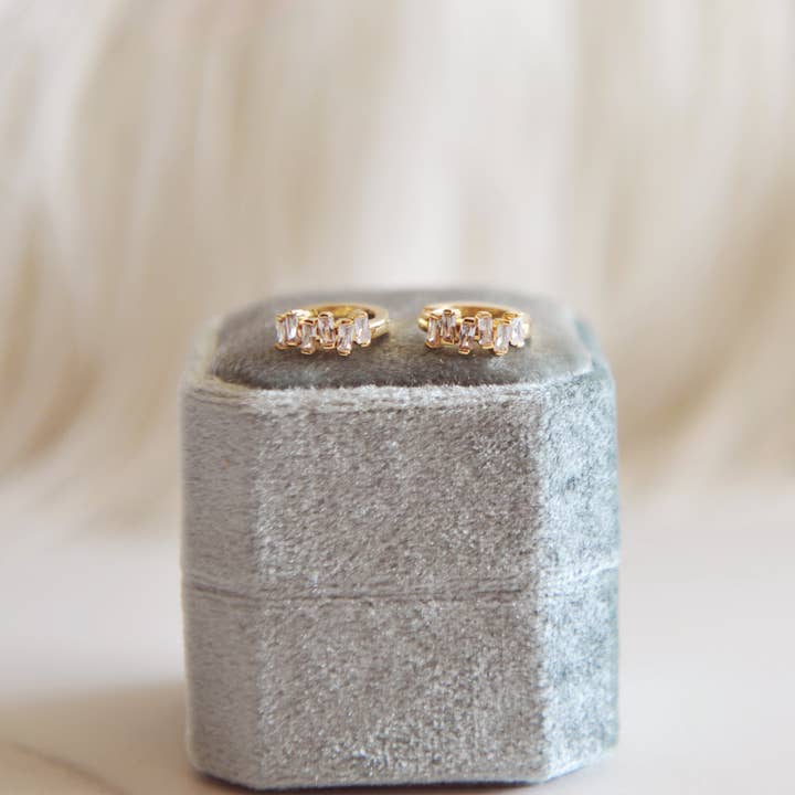 Beautiful cubic zirconia Huggie hoops, Sunny for wholesale by Oh So Lovely