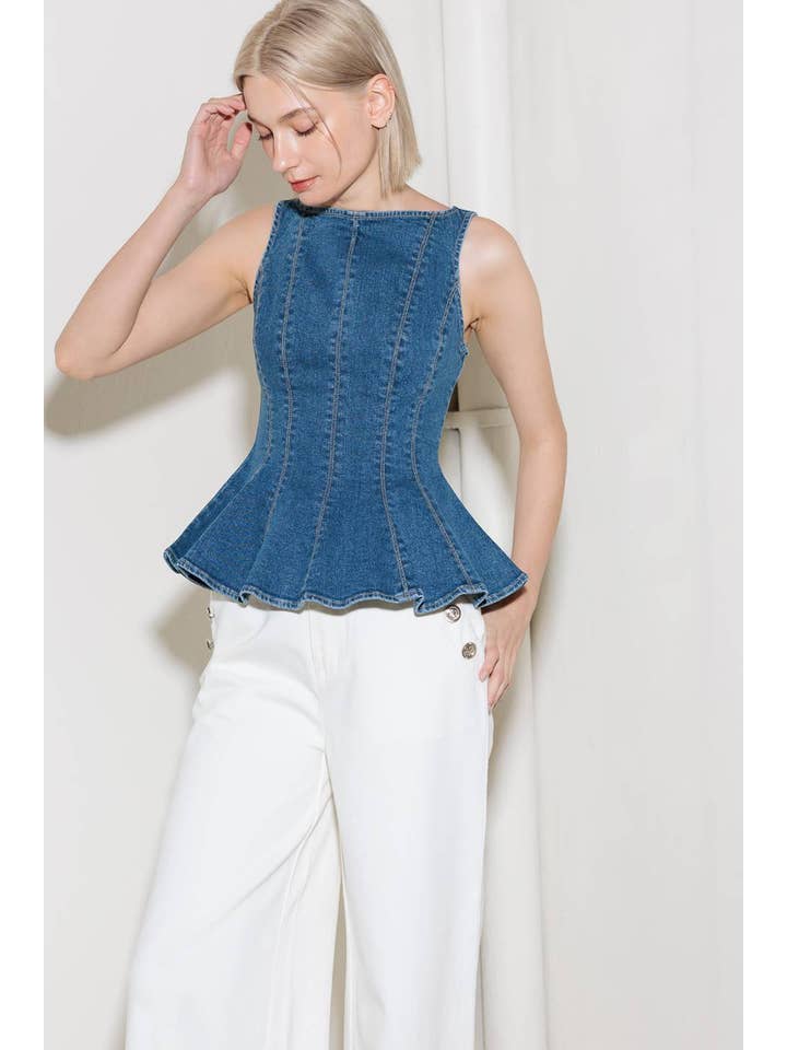 A washed denim top - FT1576 for wholesale on Faire2