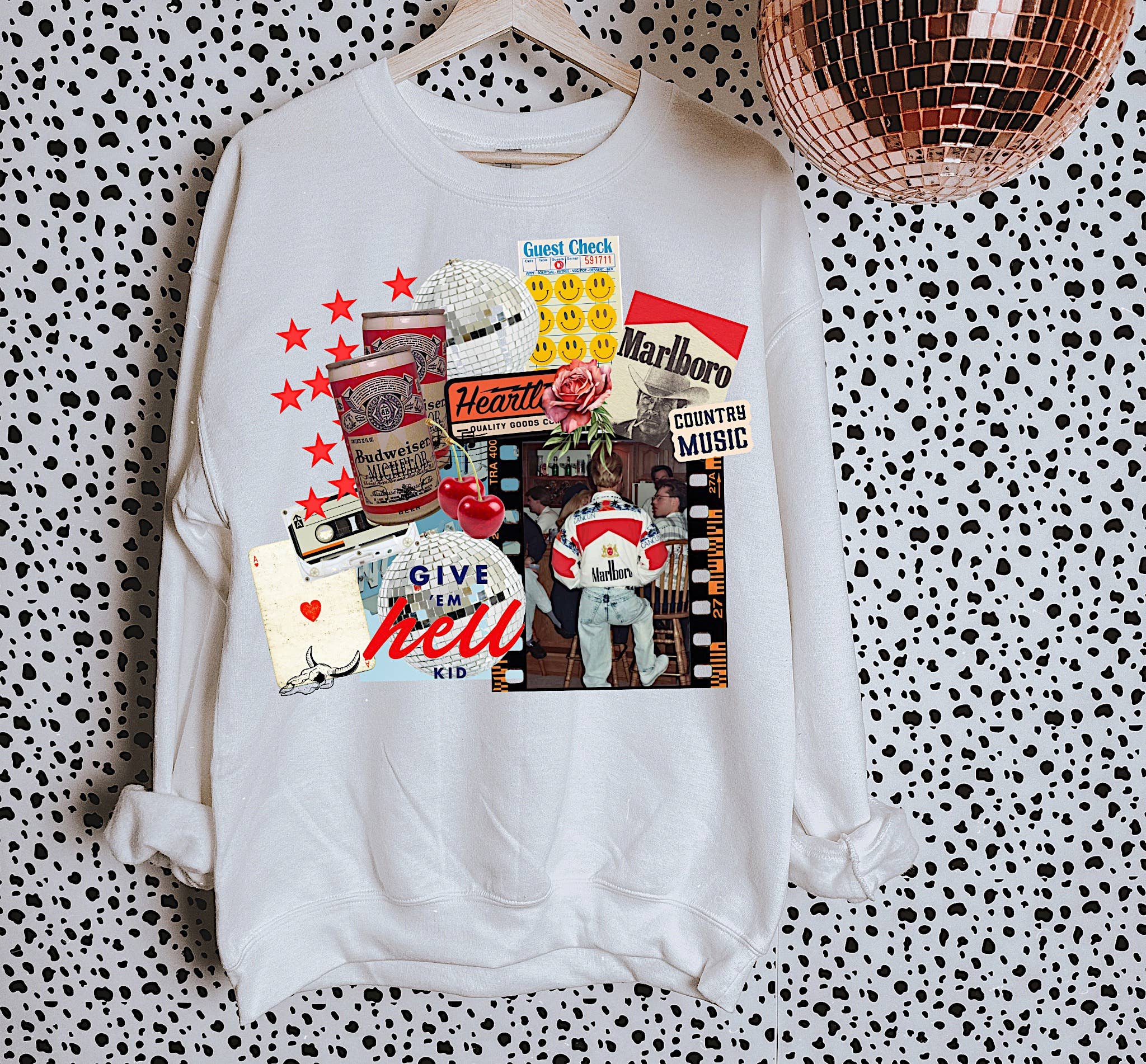 Gunpowder and Glam Boutique - Wholesale Graphic Sweatshirt - Women's - Give 'Em Hell Collage Tee or Crewneck