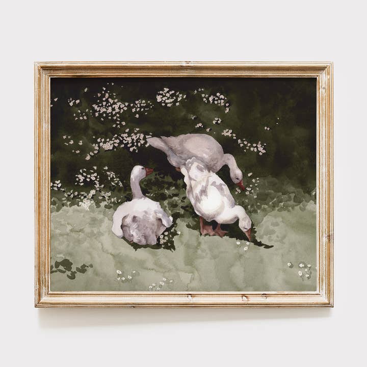 Ducks Watercolor Landscape Art Print for wholesale by Corrissa Flesher Art & Designs