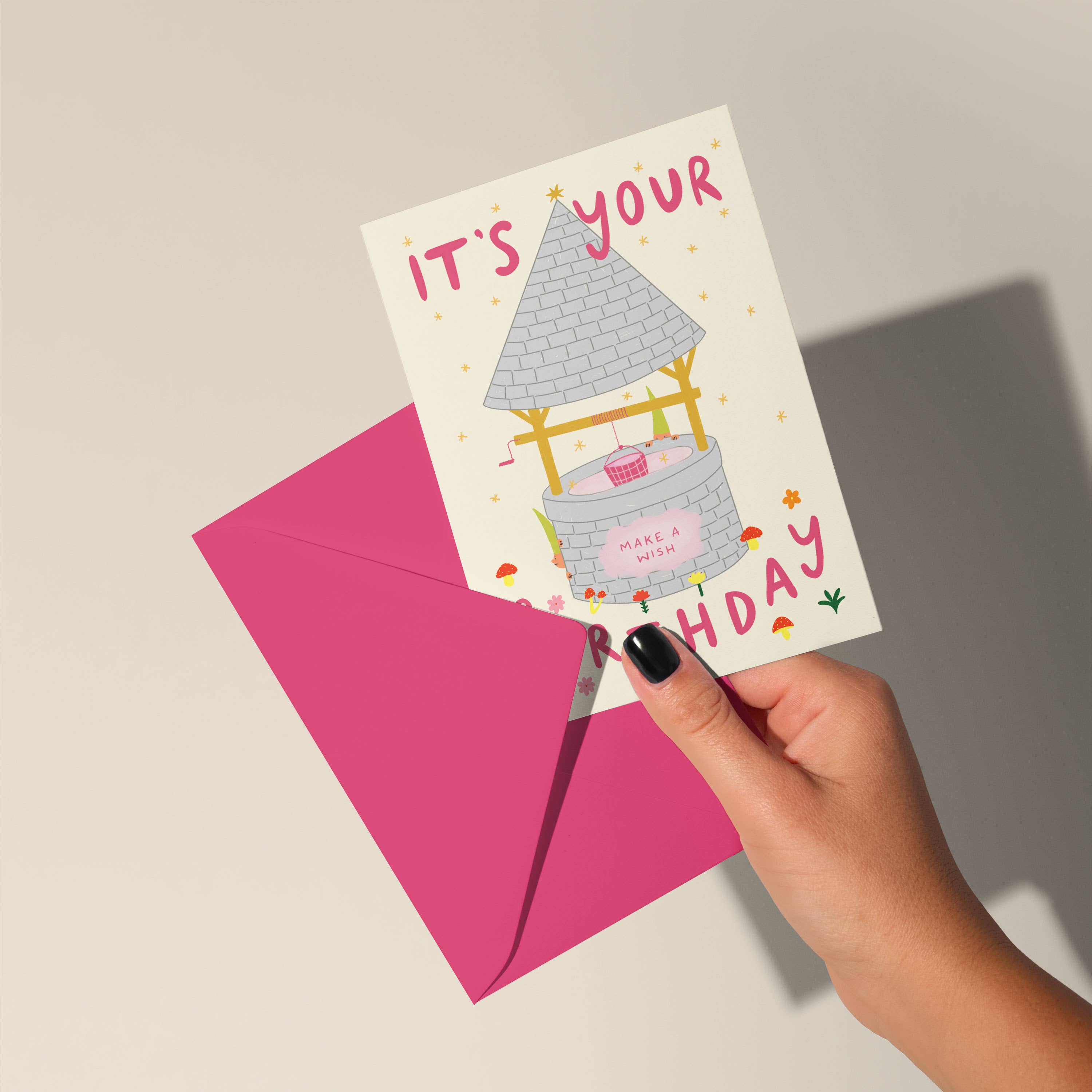 Little Black Cat Illustrated Goods - Wholesale Birthday Card - Wishing Well Birthday Card | Folky Birthday | Fantasy3