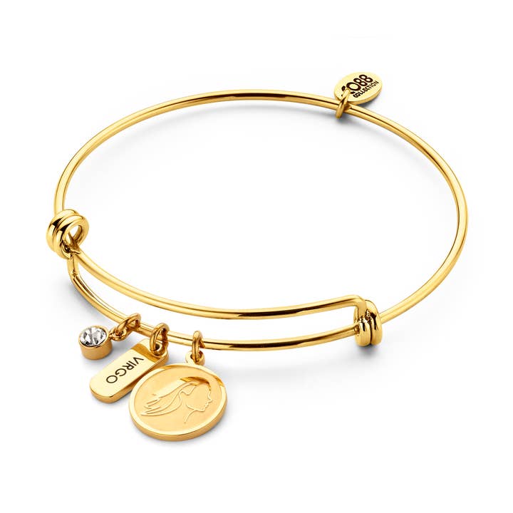 CO88 Stahlarmband mit Sternzeichen Jungfrau Weiß CZ IPG für den Großhandel von CO88 Collection