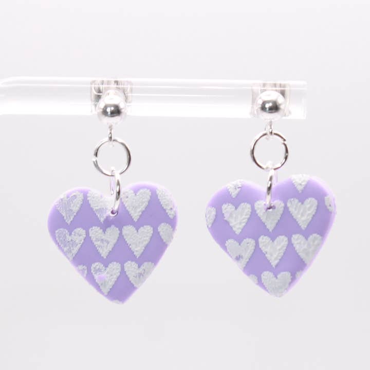 Heart Print Earring Sterling Silver Ball Stud for wholesale by Abby’s Art Atelier