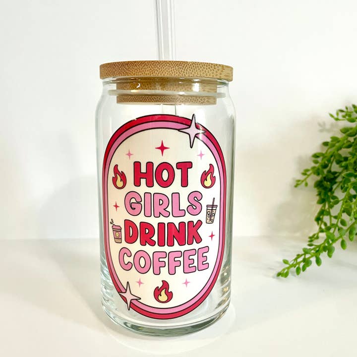 Andy Made - Wholesale Drinking Glass/Cup - Hot Girls Drink Coffee Glass Can Cup with Bamboo Lid and Straw1
