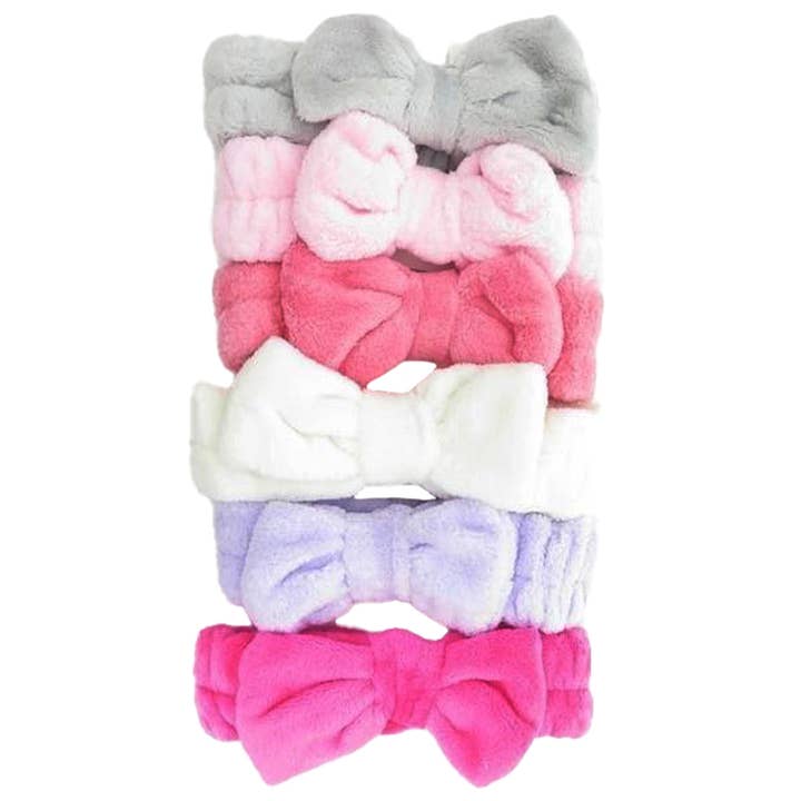 Cap Zone - Wholesale Spa Headband - Big Bowtie Fuzzy Spa Headband Scrunchie
