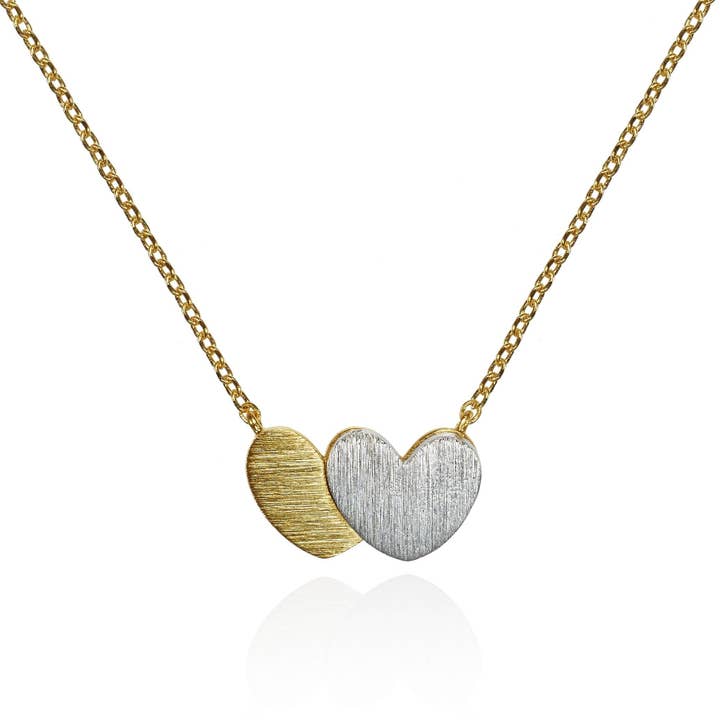 Double Heart Gold Pendant Necklace for Women for wholesale by Namana