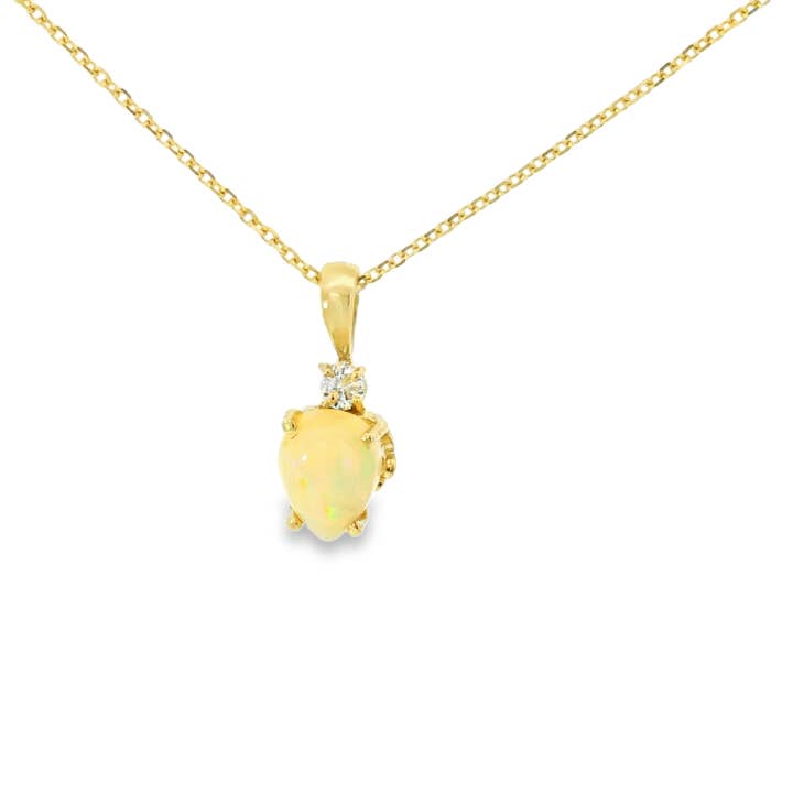 Opal and diamond pendant for wholesale by Elissar Couture