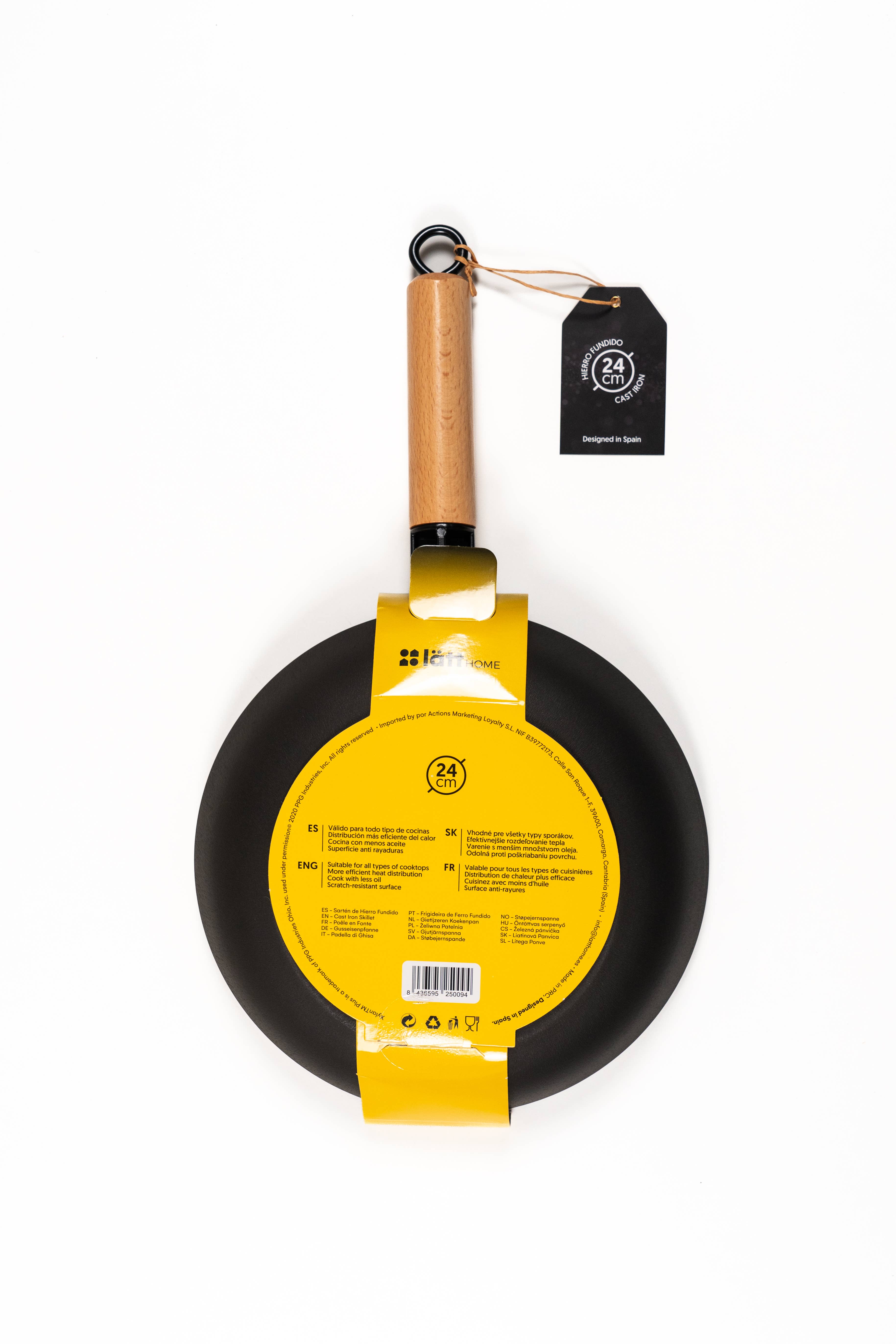 Lätt Home – wholesale Gjutjärnsstekpanna – Lätt gjutjärnspanna 24 cm med träskaft5