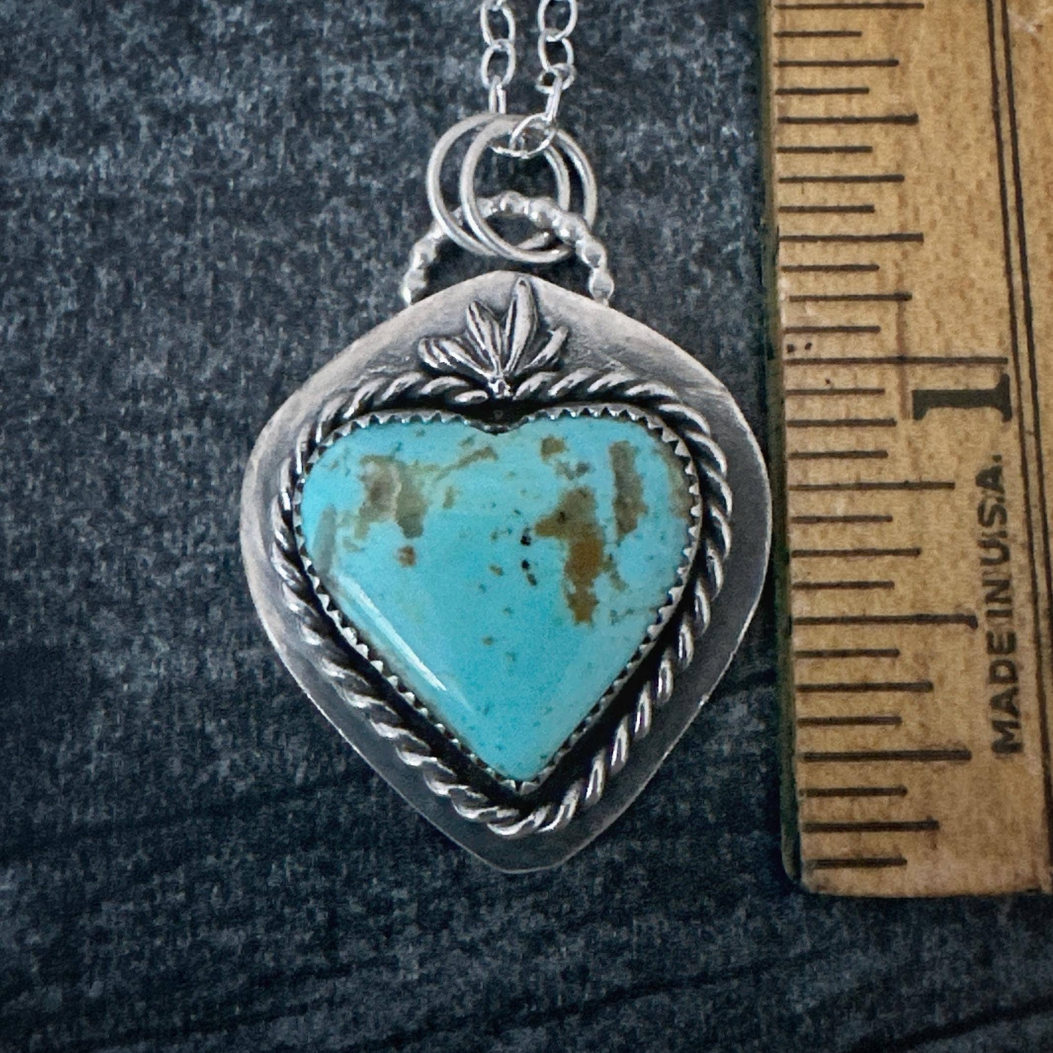 oaktownwendy - Wholesale Pendant/Charm Necklace - Kingman Turquoise Sacred Heart Necklace - Sterling Silver6