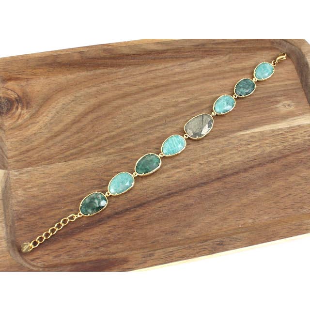 Pretty Persuasions – wholesale Länkar och kedjearmband – B25023 Länkarmband med halvädelstenar i småstenar1