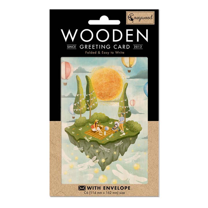 Familjens firande trä gratulationskort för wholesale av Cozywood