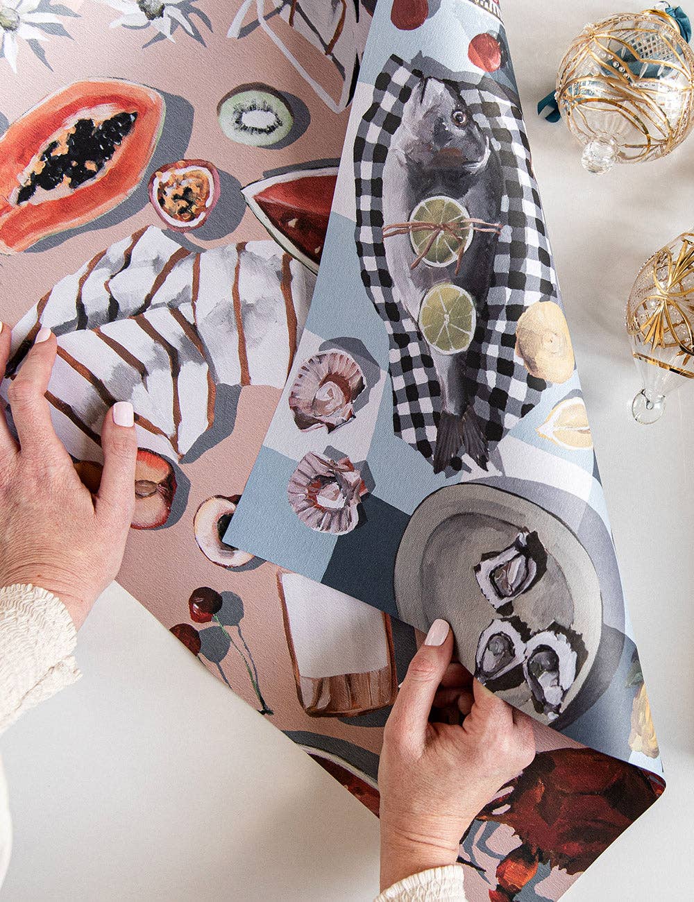 Bespoke Letterpress - Wholesale Inpakpapier - Zomerpicknick/Crab & Squid cadeauverpakking, 6 stuks12