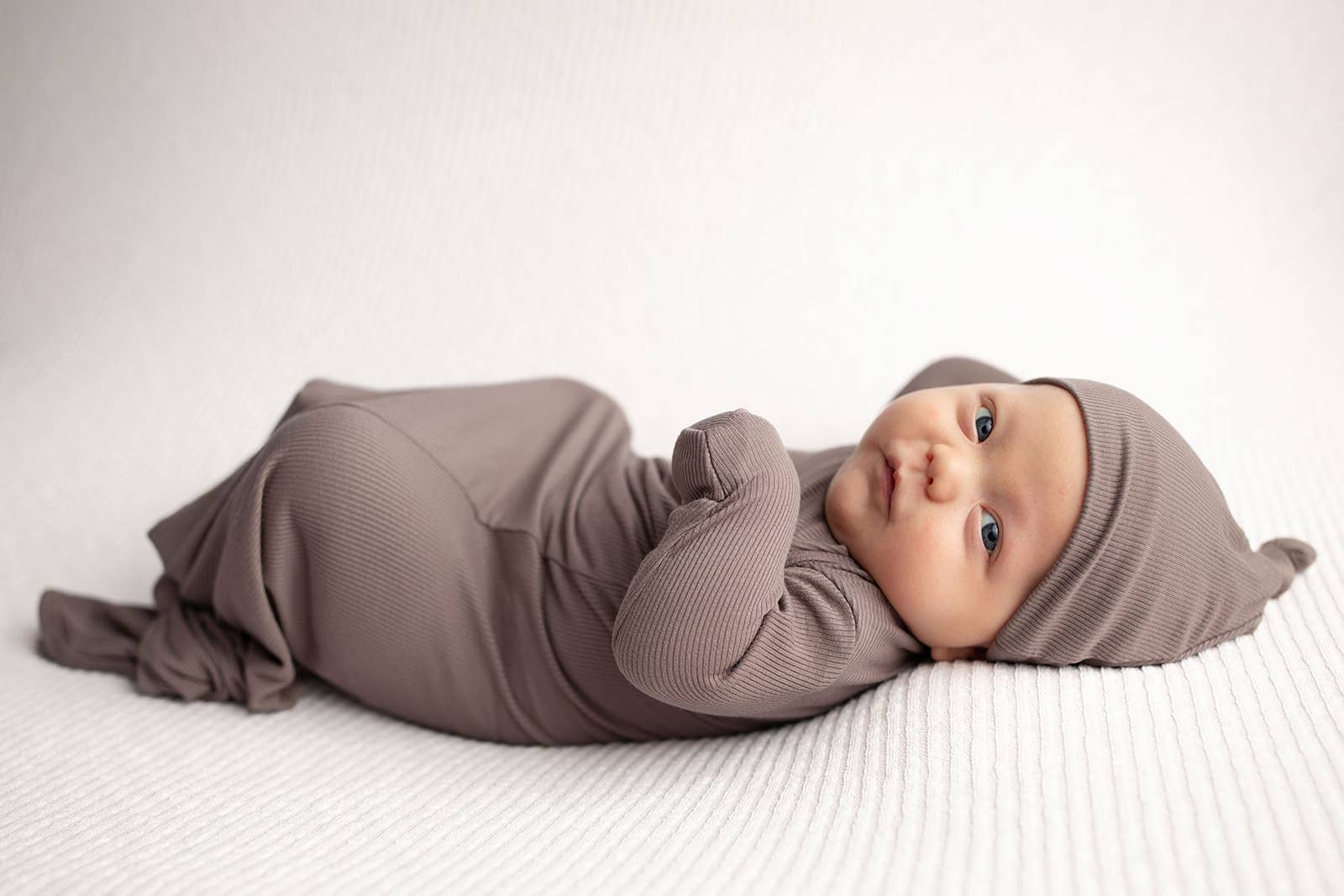 Three Little Tots - Wholesale Babygown - Baby - Cocoa Brown Ribbed Knotted Newborn Baby Gown sleepwear31