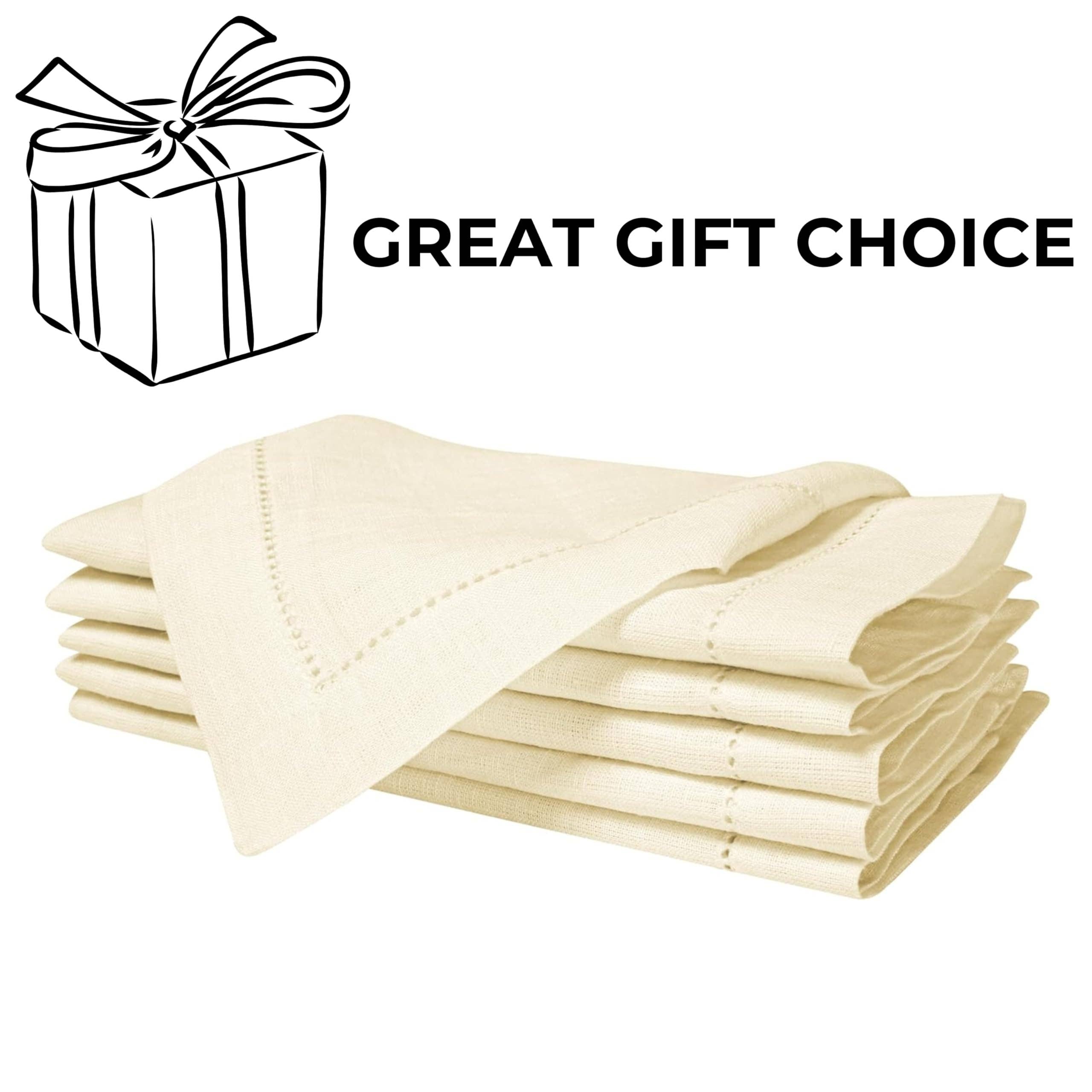 100% Linen Hemstitched Napkins - Set of 4, 18x18", off white for wholesale on Faire5