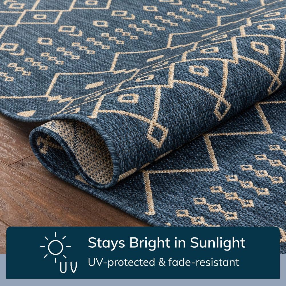 Well Woven - Wholesale Area Rug - Nord Moroccan Tribal Indoor Outdoor Blue Flatweave Rug9