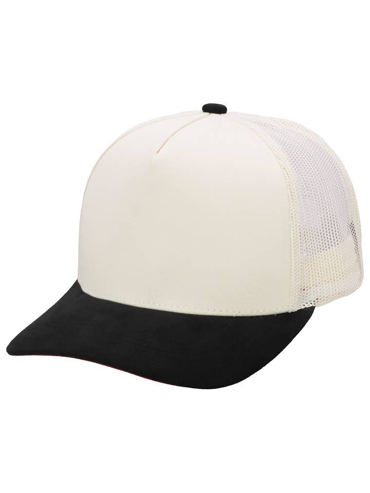 Casquette Trucker 5 panneaux snapback en suède vegan pour la vente par Cap Zone