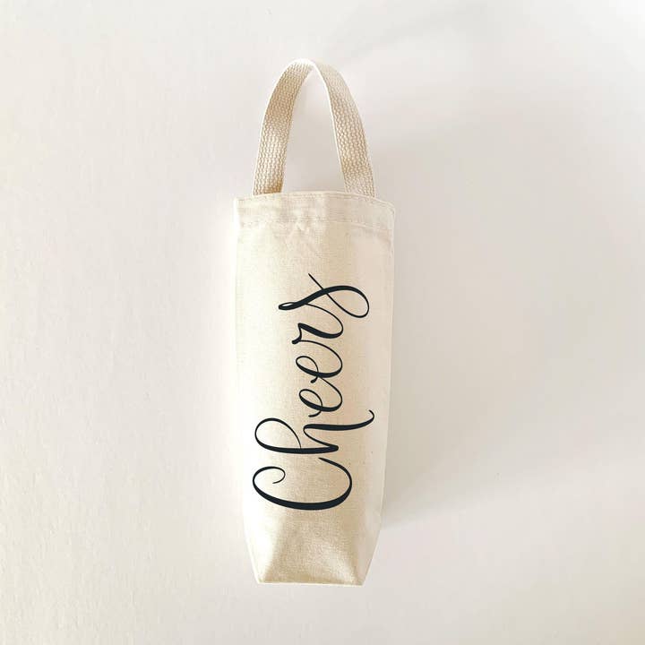 Cheers Wine Totes: Canvas Wine Gift Bags for wholesale by MEGranger Totes