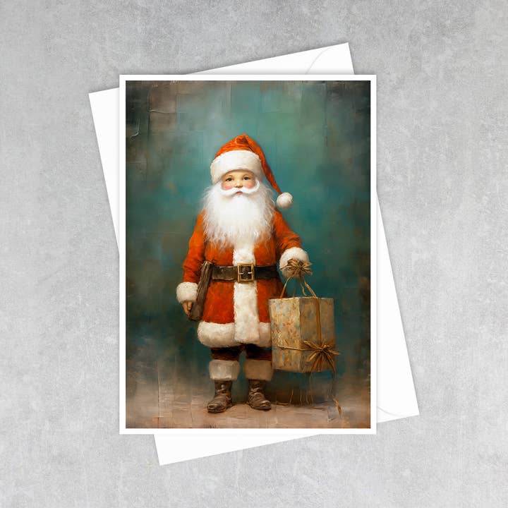 Salty Alyce - Wholesale Christmas Card - Santa Claus with Christmas Gift Greeting Card 60RD