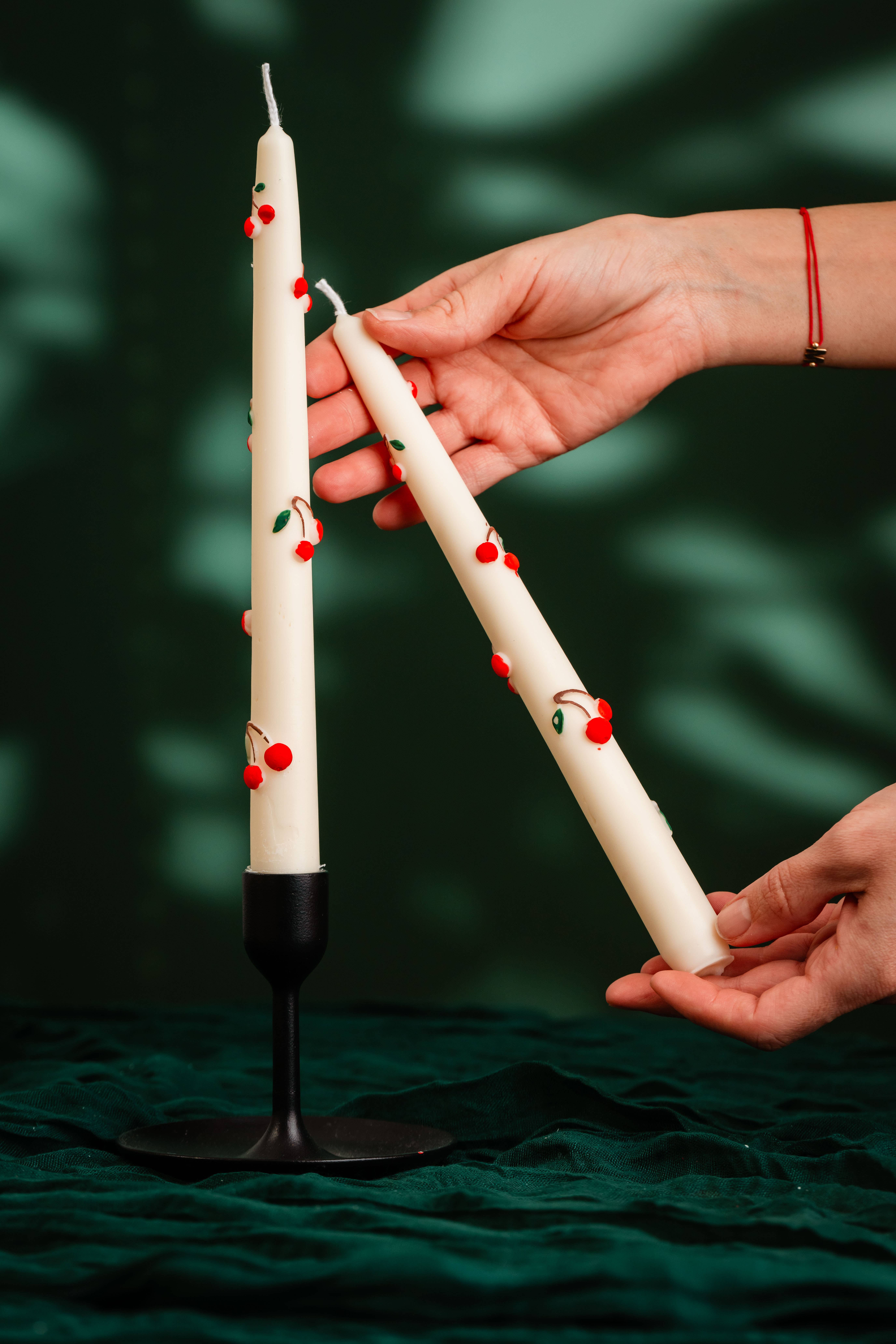 Allure CA - Wholesale Novelty Candle - Cherry Taper Candle – Hand-Painted & One of a Kind4