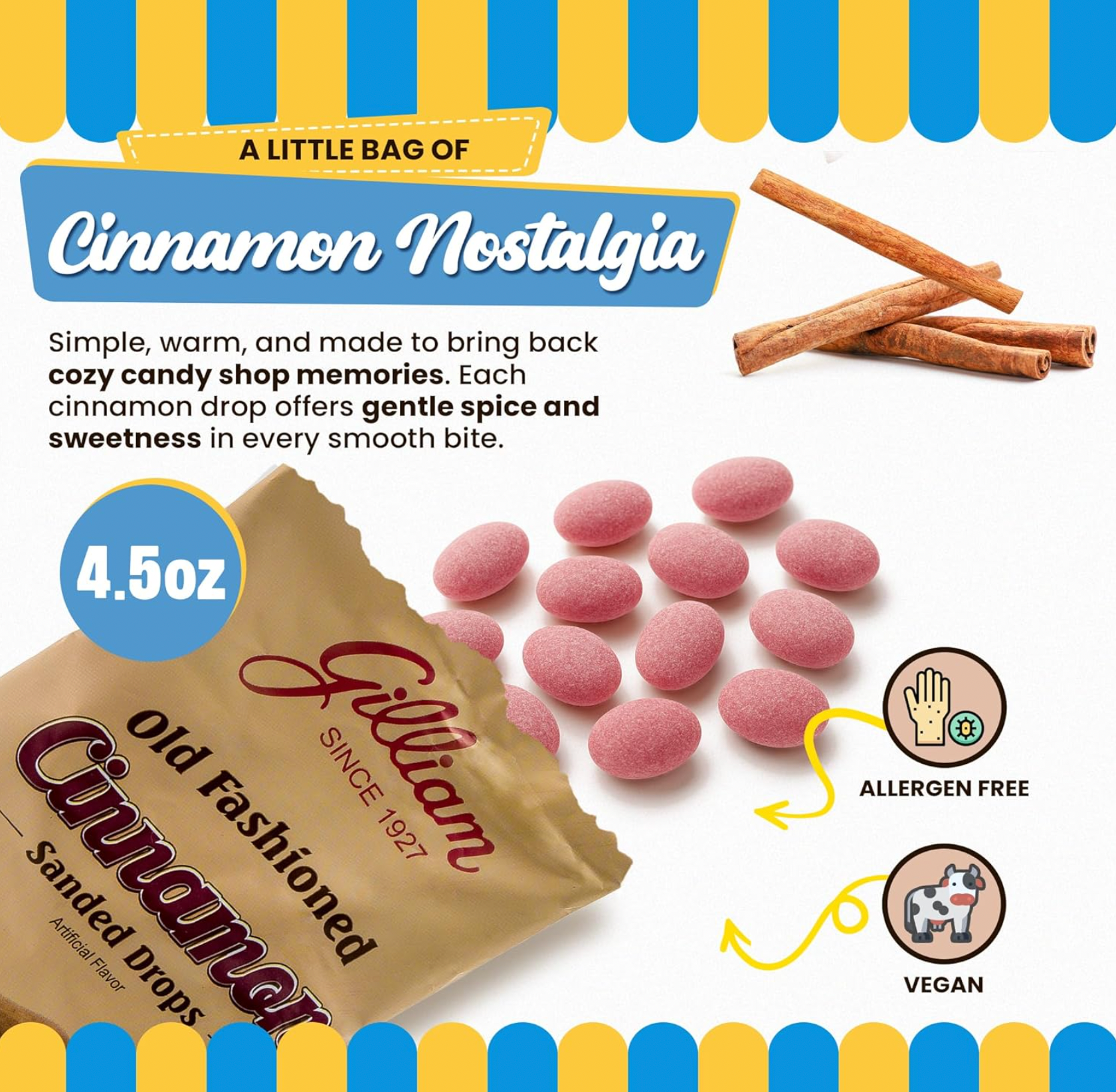 Quality Candy Company – Großhandel Bonbons – Gilliam Zimtbonbons 12 Stück x 4,5 oz2