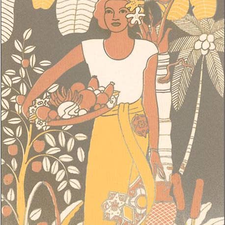 Impression d'art HI-408 Jeune fille tropicale avec des fruits pour la vente par Found Image Press