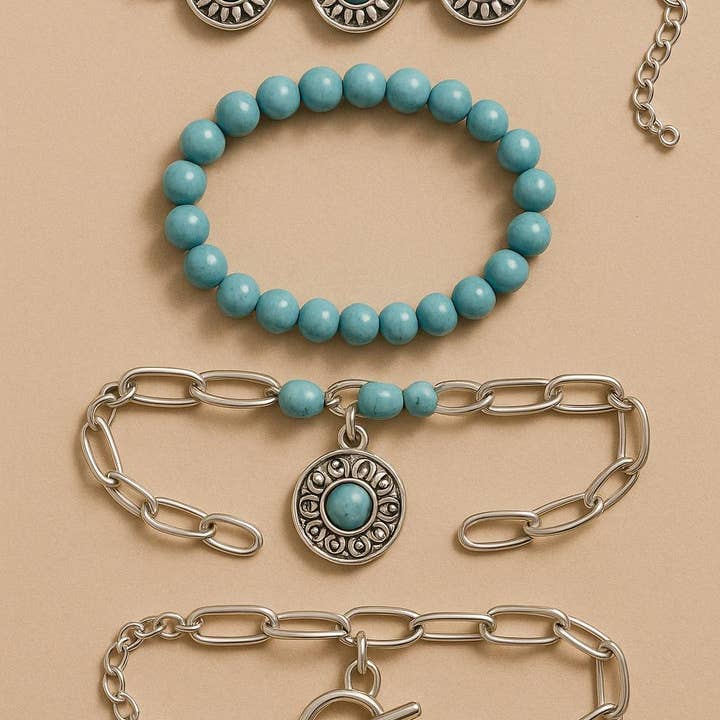 The Bling Barn - Wholesale Jewelry Set - Mandy At The Bay 4 Piece Fashion Bracelet Set1