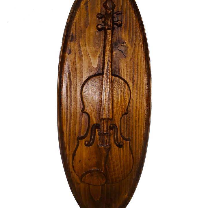 Decorazione da parete intagliata a forma di violino musicale per la vendita all'ingrosso da parte di Skeeter's Row