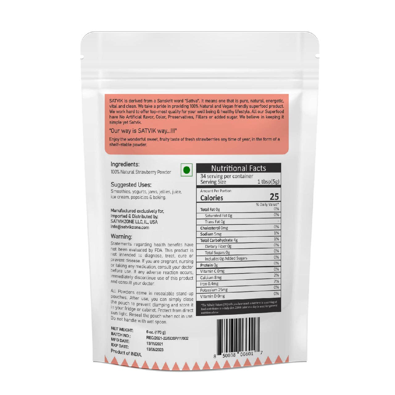 SATVIKZONE - Wholesale Protein/Superfood Powder - Strawberry Fruit Powder 100% Natural2