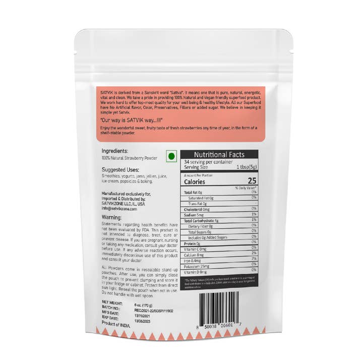 SATVIKZONE - Wholesale Protein/Superfood Powder - Strawberry Fruit Powder 100% Natural2