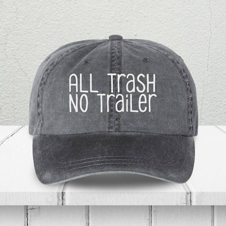 Cappello ricamato tinto in pigmento "All Trash No Trailer" per la vendita all'ingrosso da parte di Untamed Country