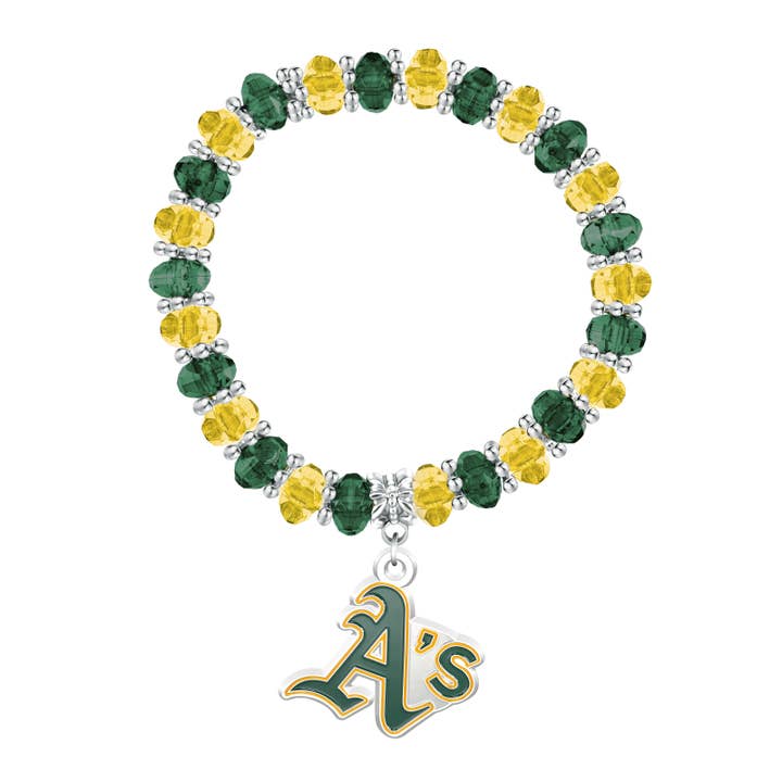 MLB Oakland Athletics Two-Tone Beaded Bracelet for wholesale by Simran International