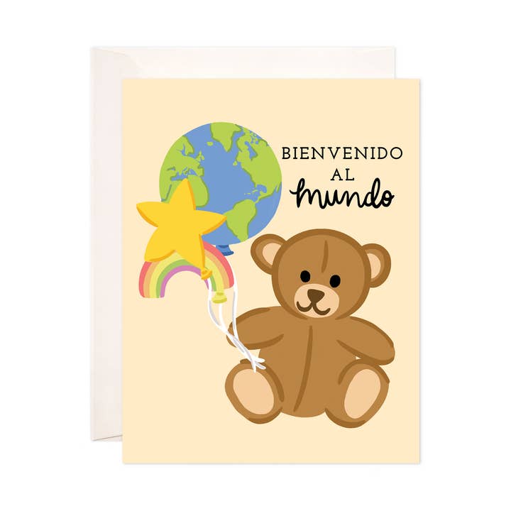Mundo Osito Greeting Card - Spanish New Baby Card for wholesale by Bloomwolf Studio